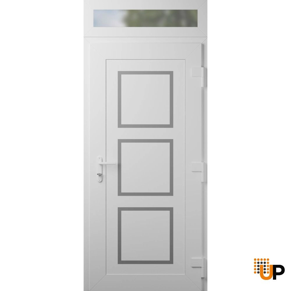 Single swing metal-plastic modern exterior door | Manux 8661 White | 36 x 94 photo#2