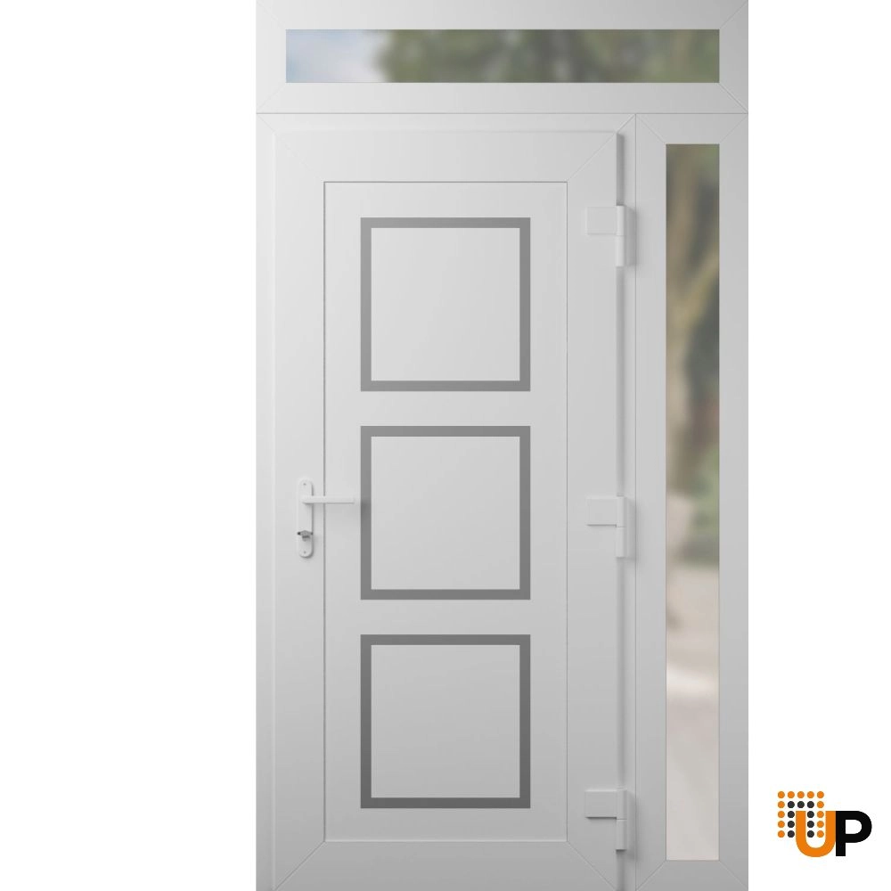Single swing metal-plastic modern exterior door | Manux 8661 White | 48 x 94 photo#2