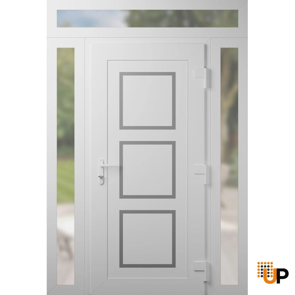 Single swing vinyl modern exterior door | Manux 8661 White | 64 x 94 photo#2