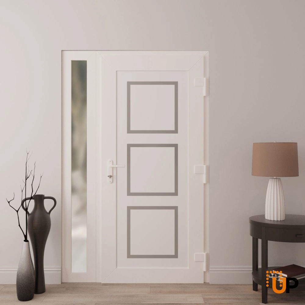 Single swing vinyl modern exterior door | Manux 8661 White | 48 x 80 photo#4