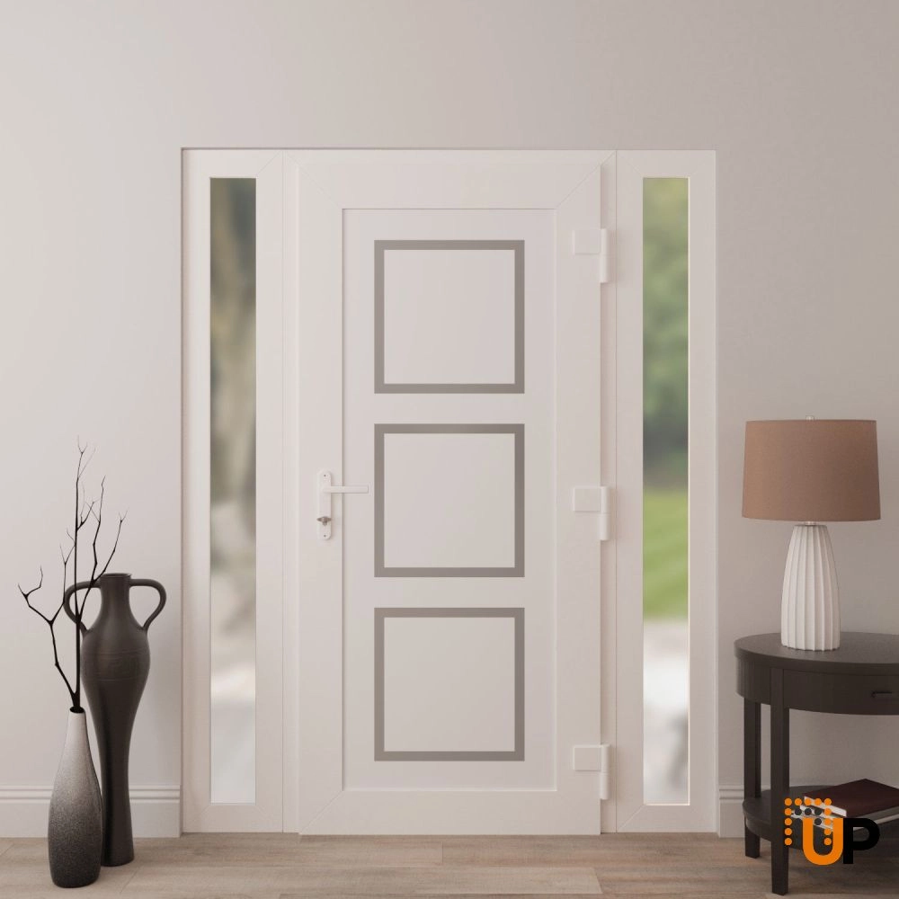 Single swing metal-plastic modern exterior door | Manux 8661 White | 60 x 80 photo#4
