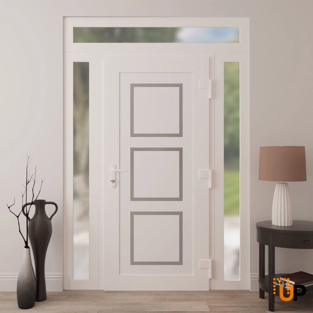 Single swing vinyl modern exterior door | Manux 8661 White | 64 x 94 photo#4