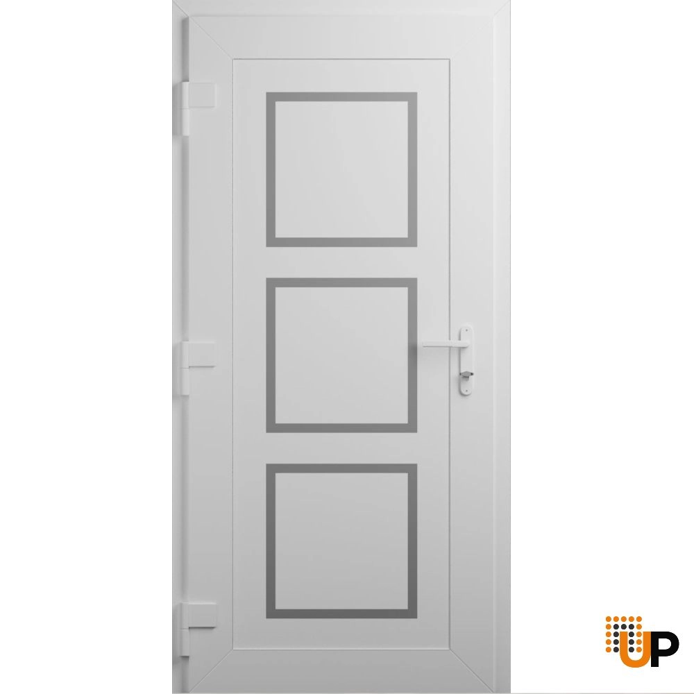 Single swing metal-plastic modern exterior door | Manux 8661 White | 36 x 80 photo#2