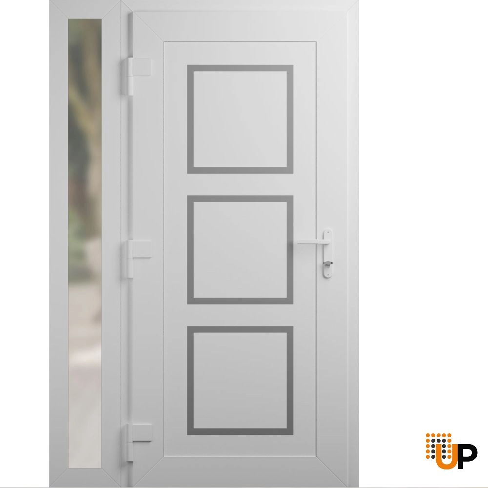 Single swing vinyl modern exterior door | Manux 8661 White | 48 x 80 photo#2