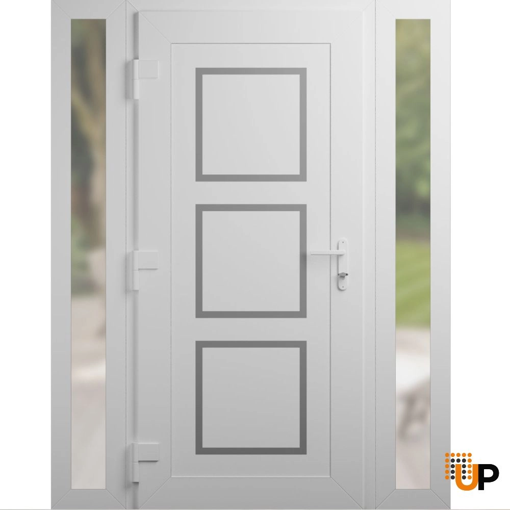 Single swing vinyl modern exterior door | Manux 8661 White | 64 x 80 photo#2