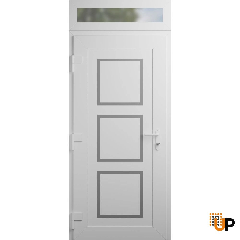 Single swing vinyl modern exterior door | Manux 8661 White | 36 x 94 photo#2