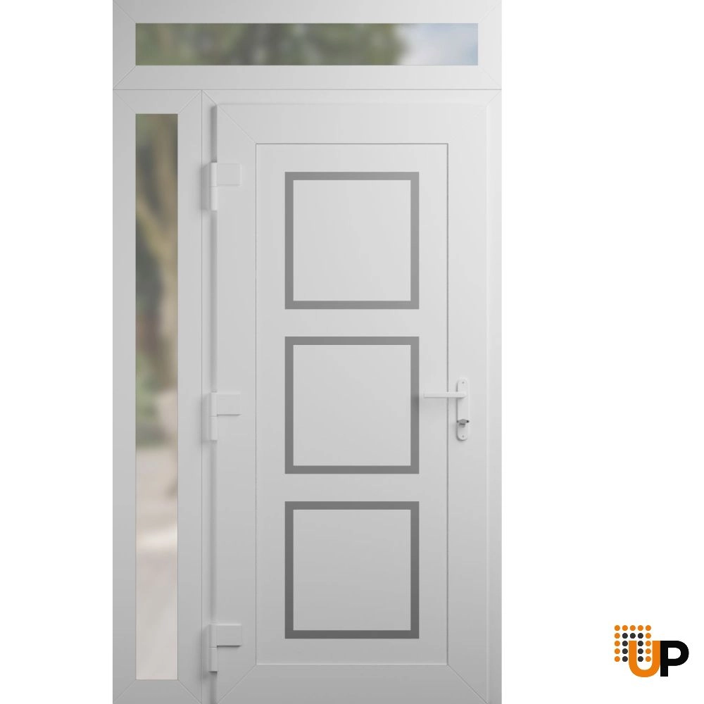 Single swing vinyl modern exterior door | Manux 8661 White | 48 x 94 photo#2