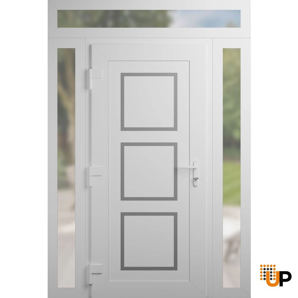 Single swing vinyl modern exterior door | Manux 8661 White | 68 x 94 photo#2