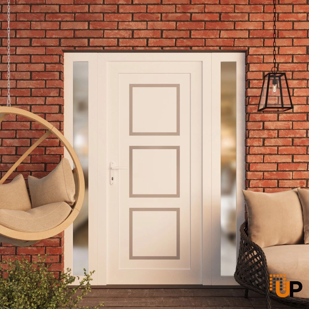 Single swing vinyl modern exterior door | Manux 8661 White | 64 x 80 photo#3