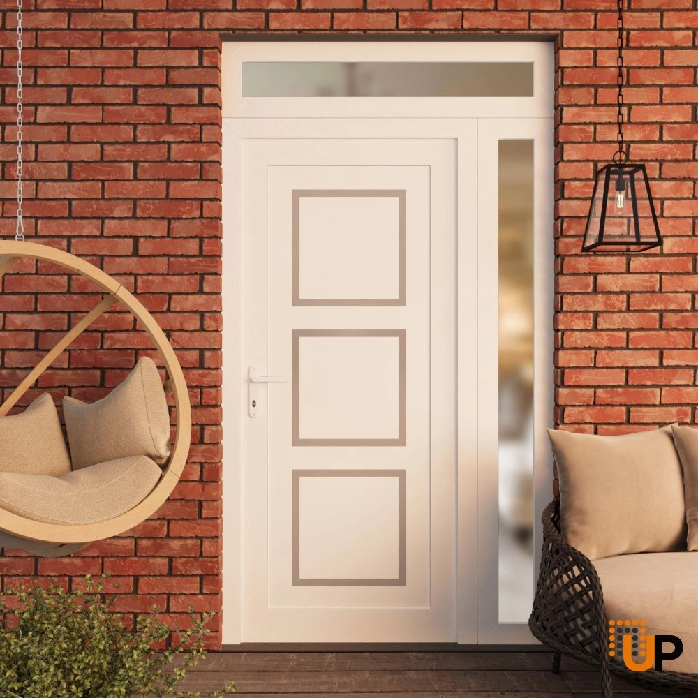 Single swing vinyl modern exterior door | Manux 8661 White | 48 x 94 photo#3