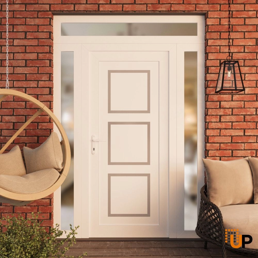 Single swing vinyl modern exterior door | Manux 8661 White | 68 x 94 photo#3