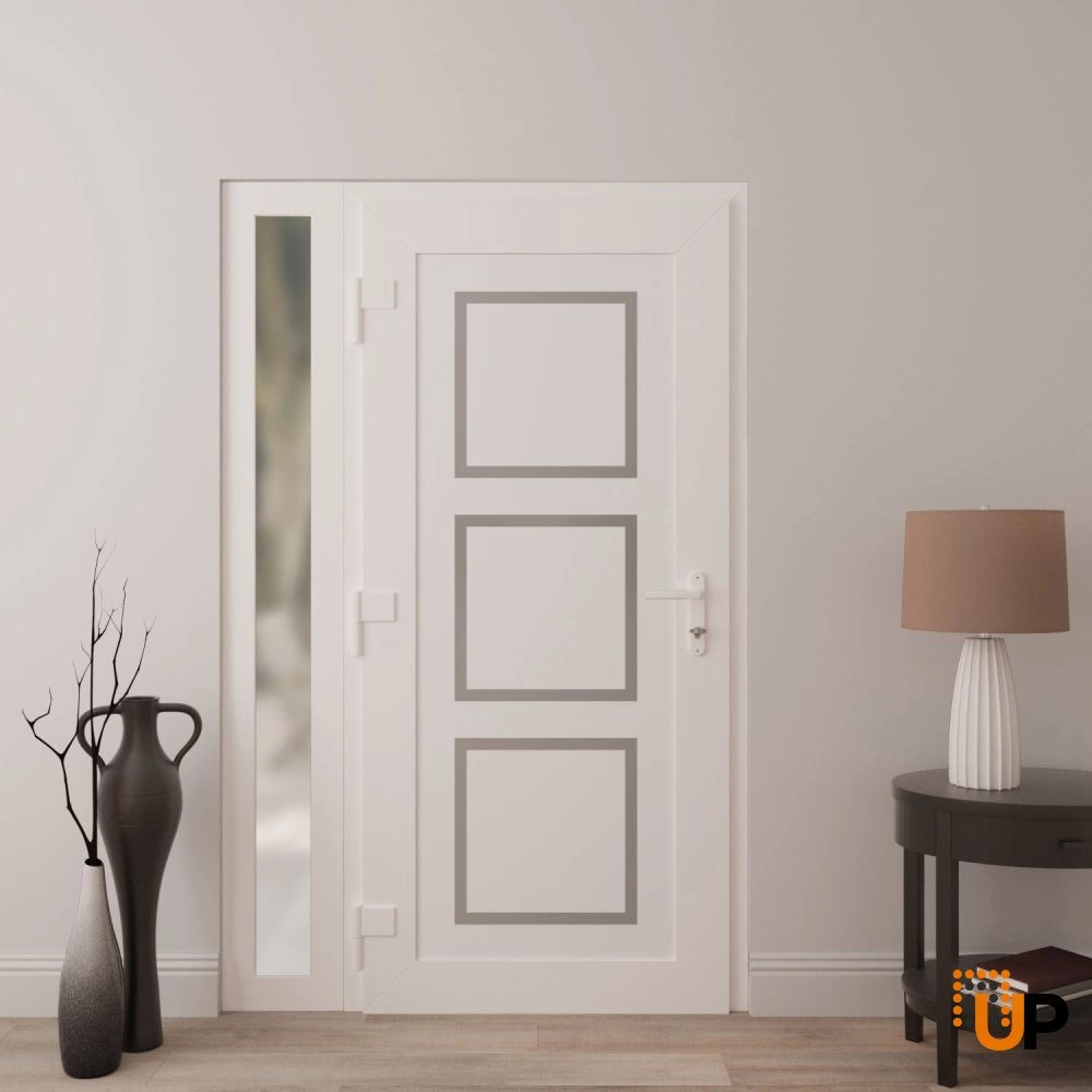 Single swing vinyl modern exterior door | Manux 8661 White | 48 x 80 photo#4