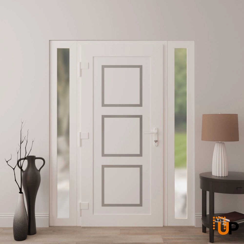 Single swing vinyl modern exterior door | Manux 8661 White | 64 x 80 photo#4
