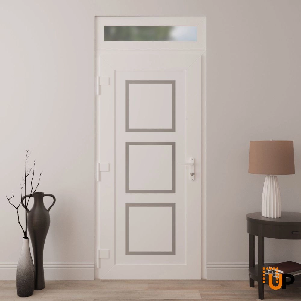 Single swing vinyl modern exterior door | Manux 8661 White | 36 x 94 photo#4