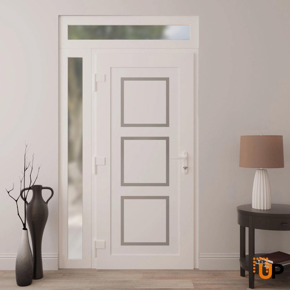 Single swing vinyl modern exterior door | Manux 8661 White | 48 x 94 photo#4