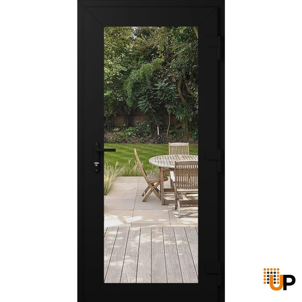 Single swing vinyl modern exterior door with clear glass | Manux 8666 Black Matte | 30 x 80 photo#2