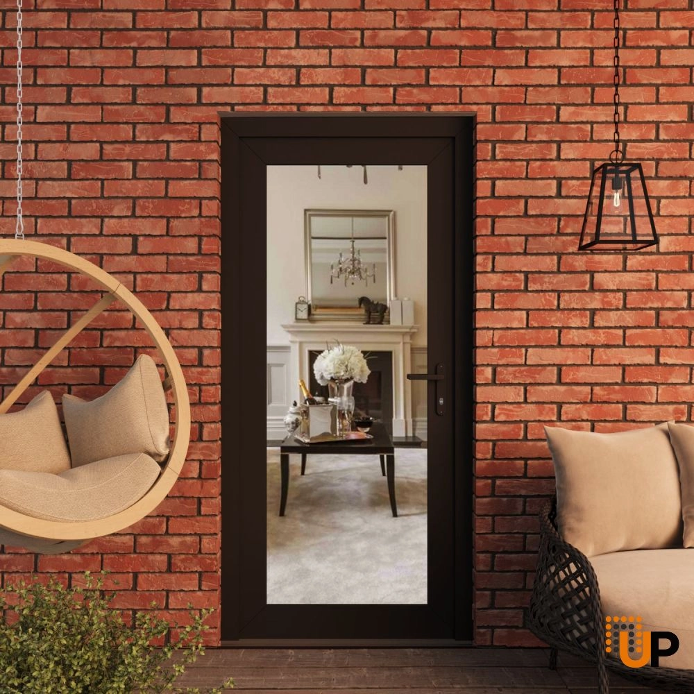 Single swing vinyl modern exterior door with clear glass | Manux 8666 Black Matte | 30 x 80 photo#3