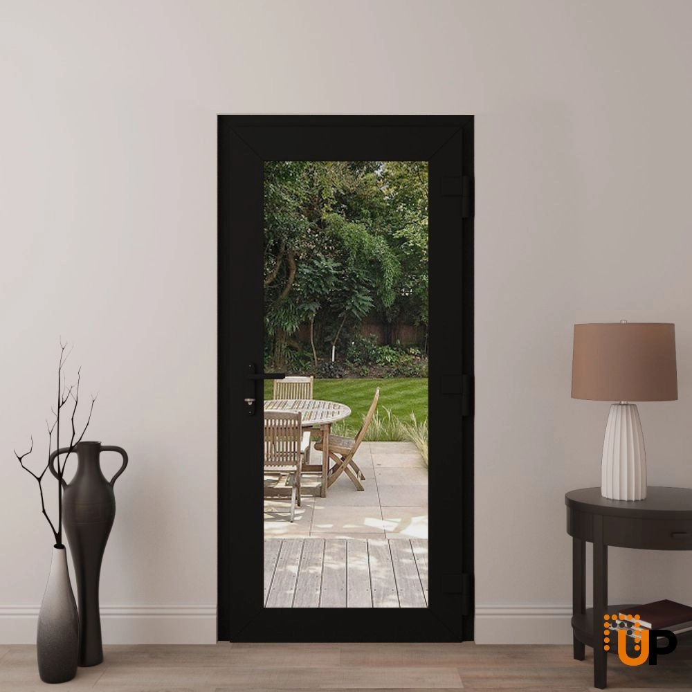 Single swing vinyl modern exterior door with clear glass | Manux 8666 Black Matte | 30 x 80 photo#4