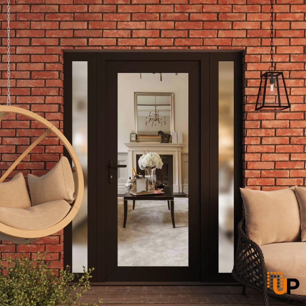 Single swing vinyl modern exterior door with clear glass | Manux 8666 Black Matte | 60 x 80 (12+36+12 x 80) photo#3