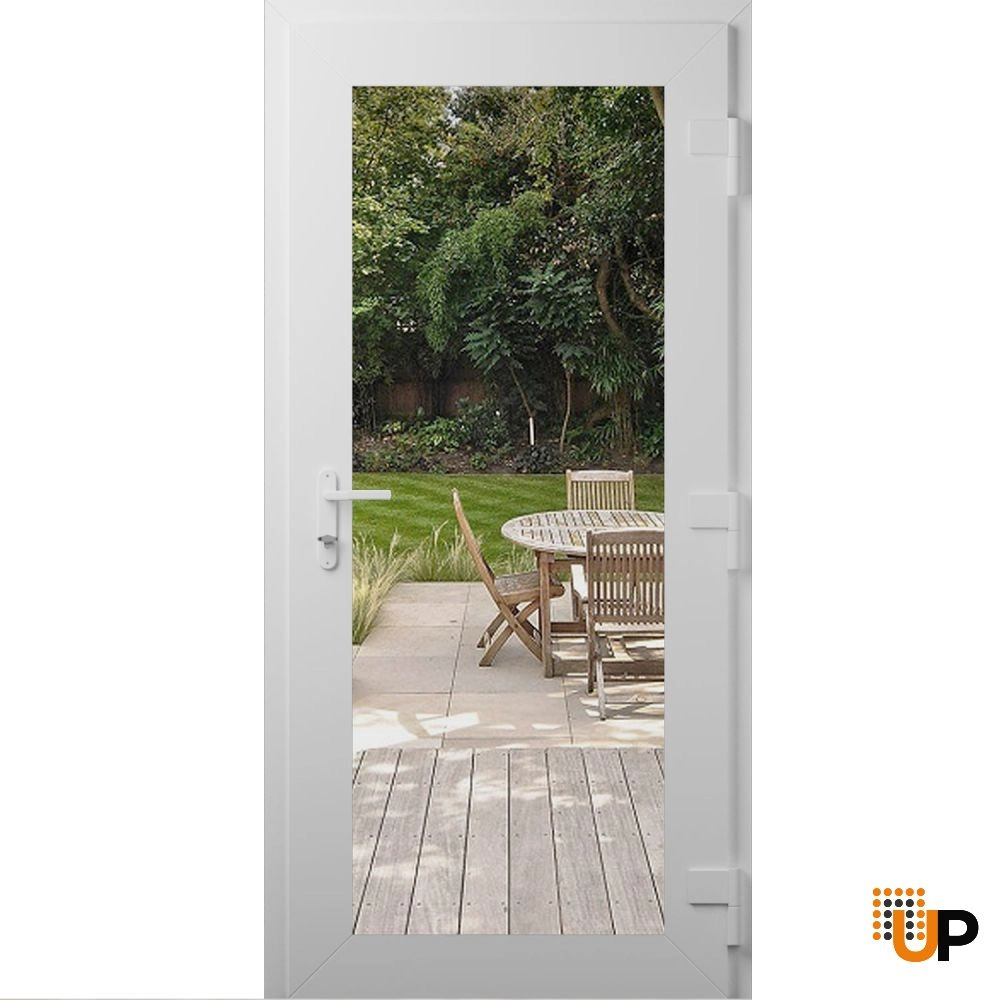Single swing vinyl modern exterior door with clear glass | Manux 8666 White | 30 x 80 photo#2