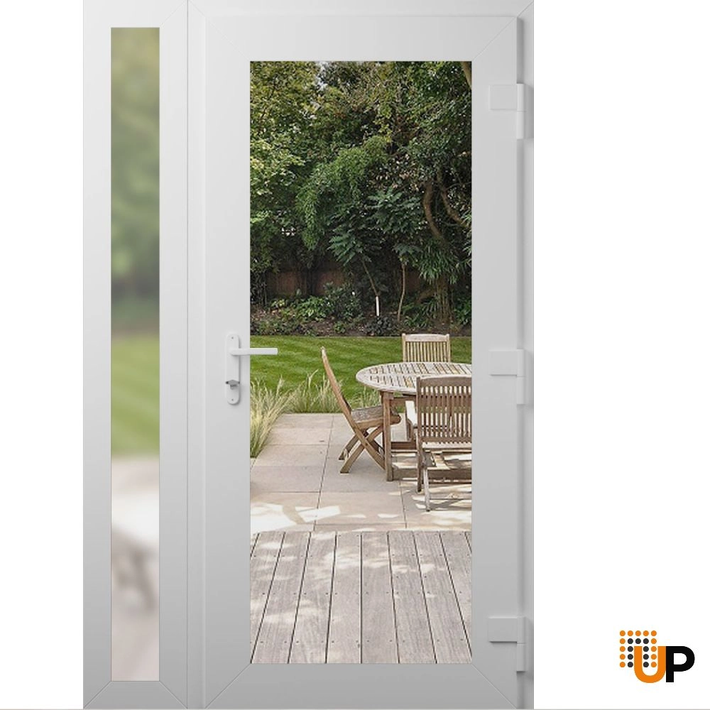 Single swing vinyl modern exterior door with clear glass | Manux 8666 White | 48 x 80 (36+12 x 80) photo#2
