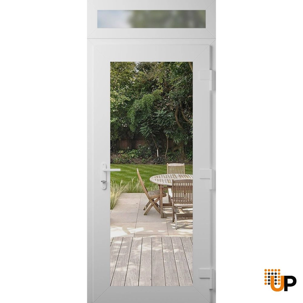 Single swing vinyl modern exterior door with clear glass | Manux 8666 White | 36 x 96 (36 x 80+16) photo#2