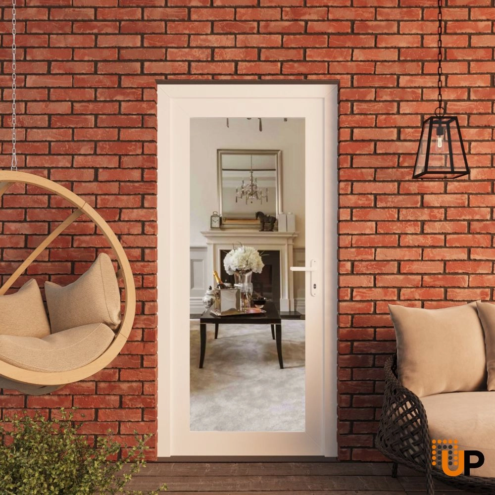 Single swing vinyl modern exterior door with clear glass | Manux 8666 White | 30 x 80 photo#3
