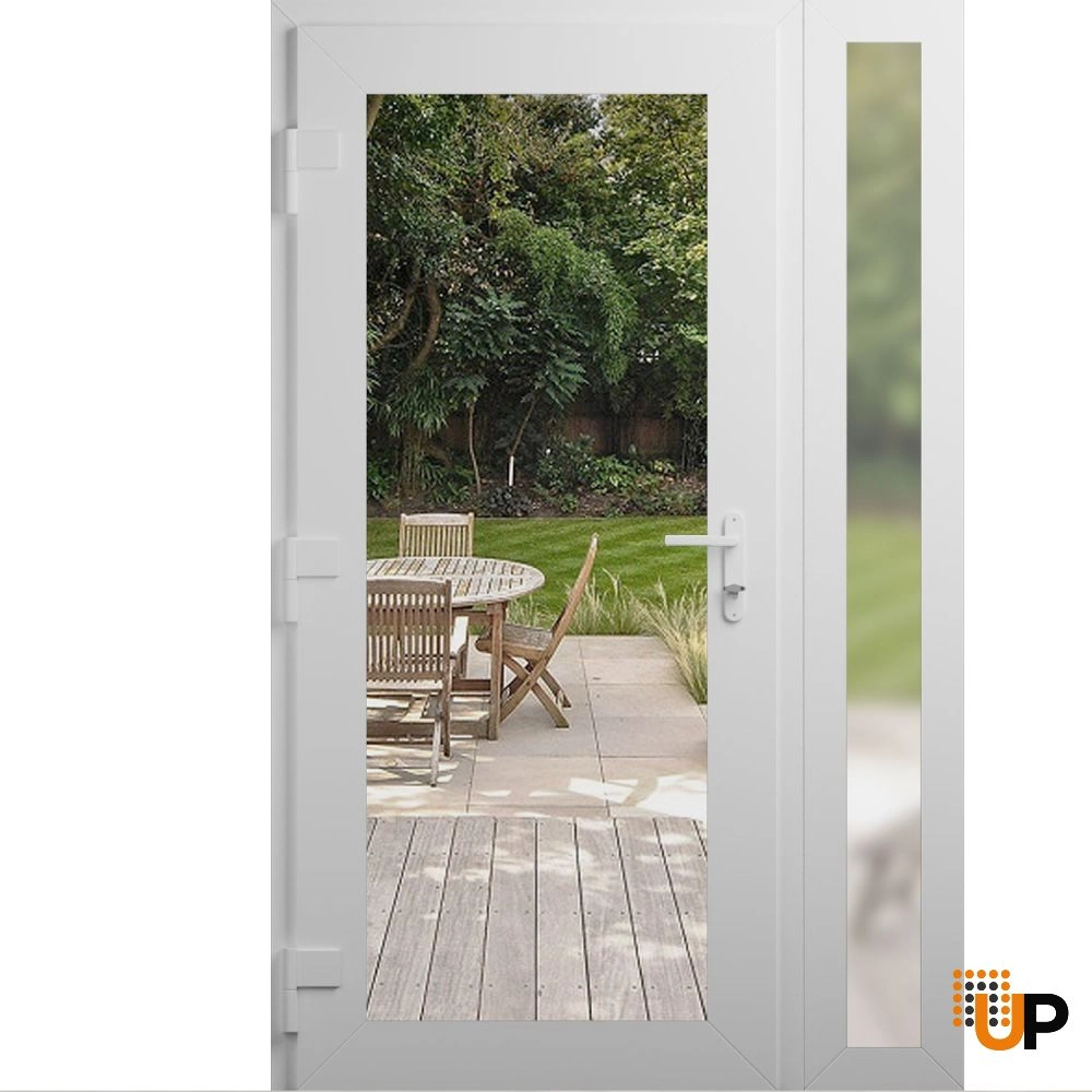 Single swing vinyl modern exterior door with clear glass | Manux 8666 White | 50 x 80 (36+14 x 80) photo#2