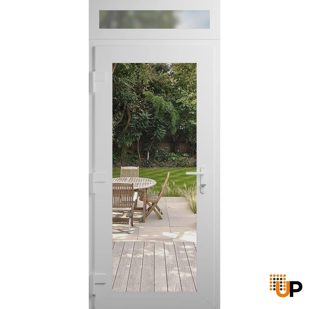 Single swing vinyl modern exterior door with clear glass | Manux 8666 White | 36 x 96 (36 x 80+16) photo#2