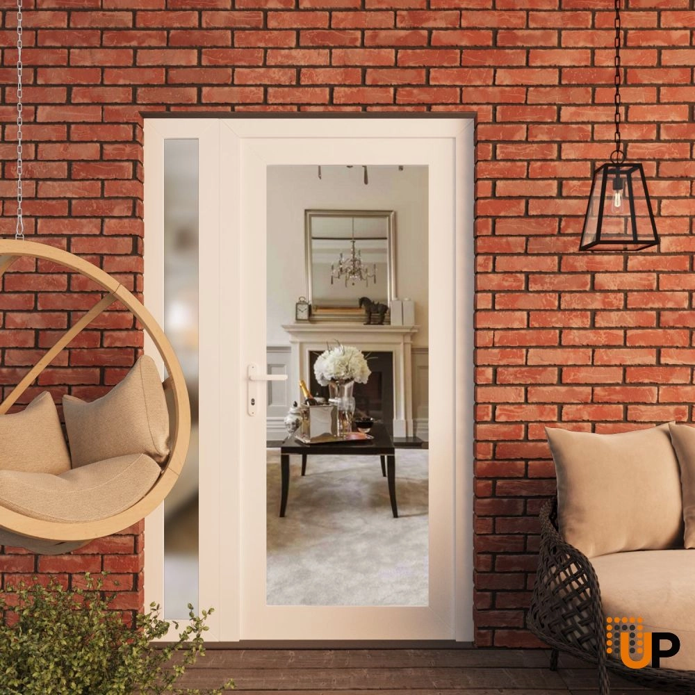 Single swing vinyl modern exterior door with clear glass | Manux 8666 White | 50 x 80 (36+14 x 80) photo#3