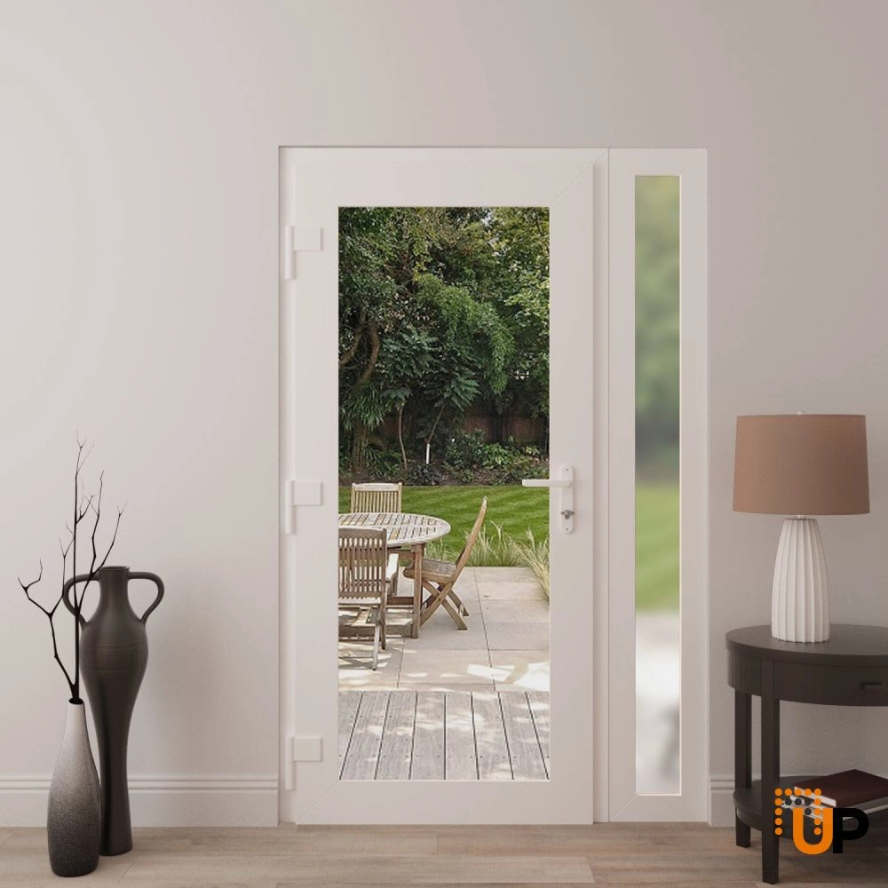 Single swing vinyl modern exterior door with clear glass | Manux 8666 White | 50 x 80 (36+14 x 80) photo#4
