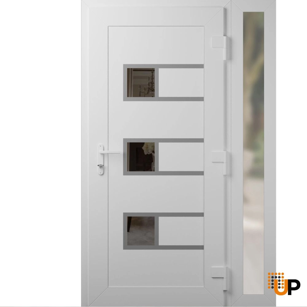 Single swing vinyl modern exterior door with tempered glass | Manux 8933 White | 48 x 80 photo#2