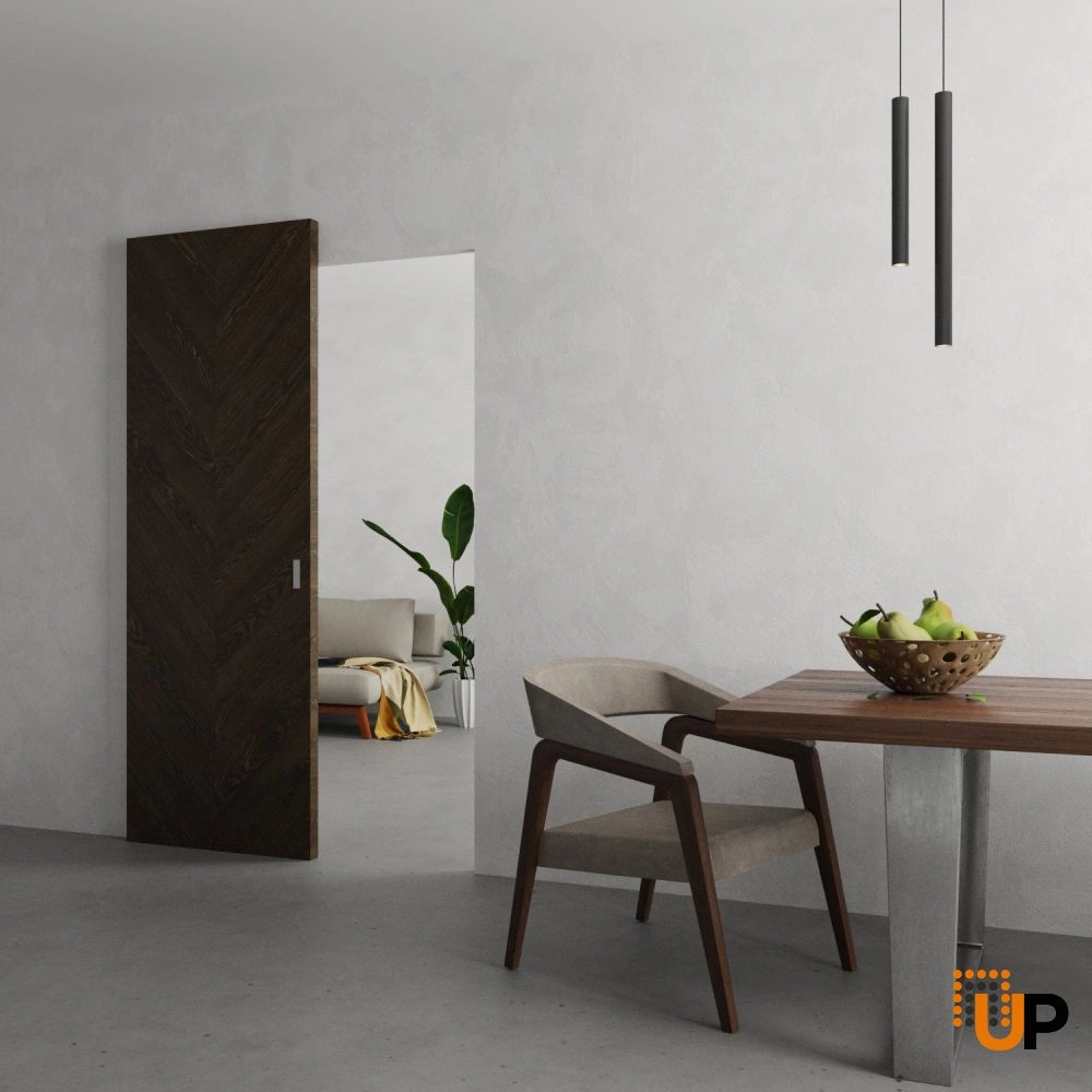 Single solid wood with honeycomb sliding modern interior hidden barn door | EGO 5005 EGO Marble Oak | 32 x 84 photo#2