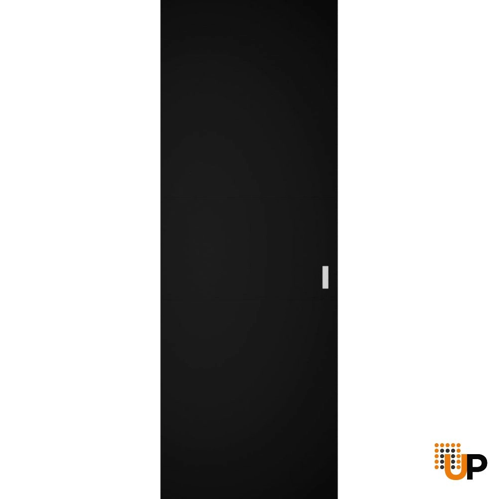 Single solid wood with honeycomb sliding modern interior hidden barn door | Planum 0010 Black Matte | 28 x 80 photo#1