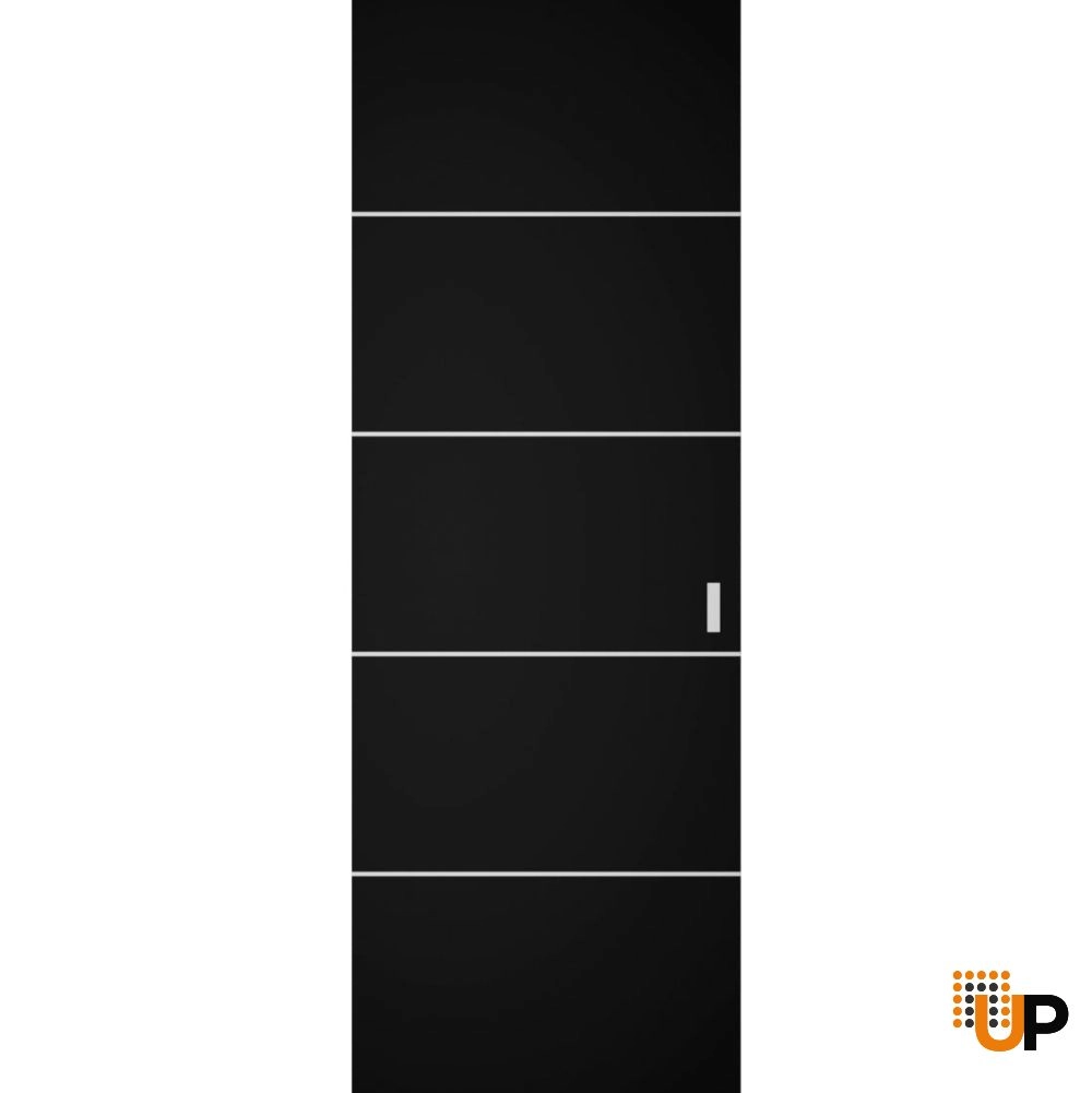 Single solid wood with honeycomb sliding modern interior hidden barn door | Planum 0020 Black Matte | 28 x 80 photo#1