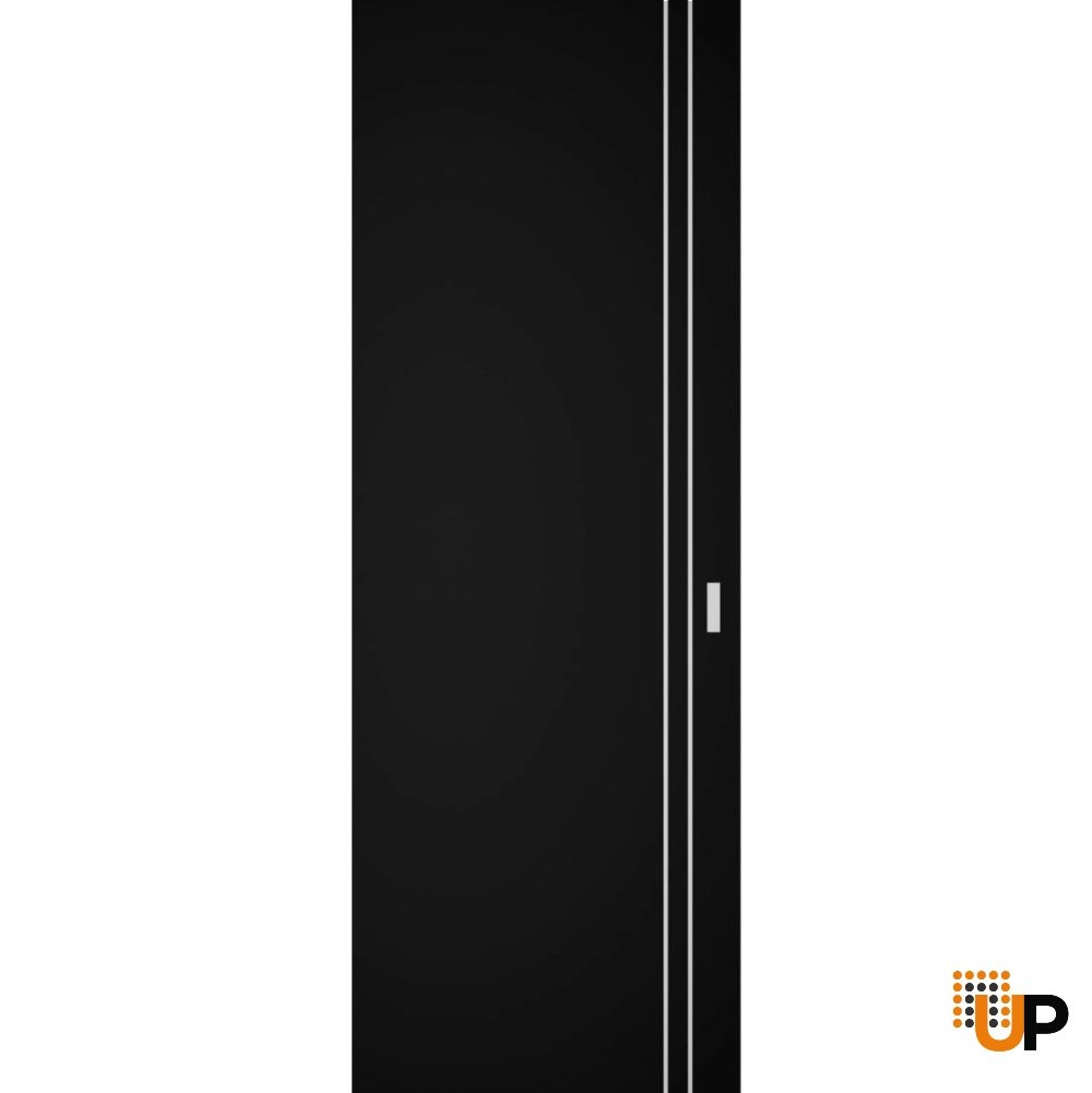 Single solid wood with honeycomb sliding modern interior hidden barn door | Planum 0310 Black Matte | 32 x 84 photo#1