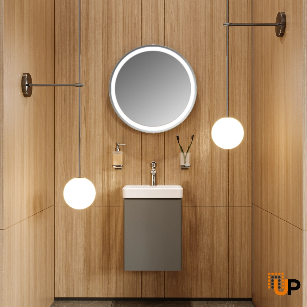 Modern Wall-Mounted Bathroom MINI-Vanity with Washbasin | Comfort Gray Matte Collection | Non-Toxic Fire-Resistant MDF photo#2