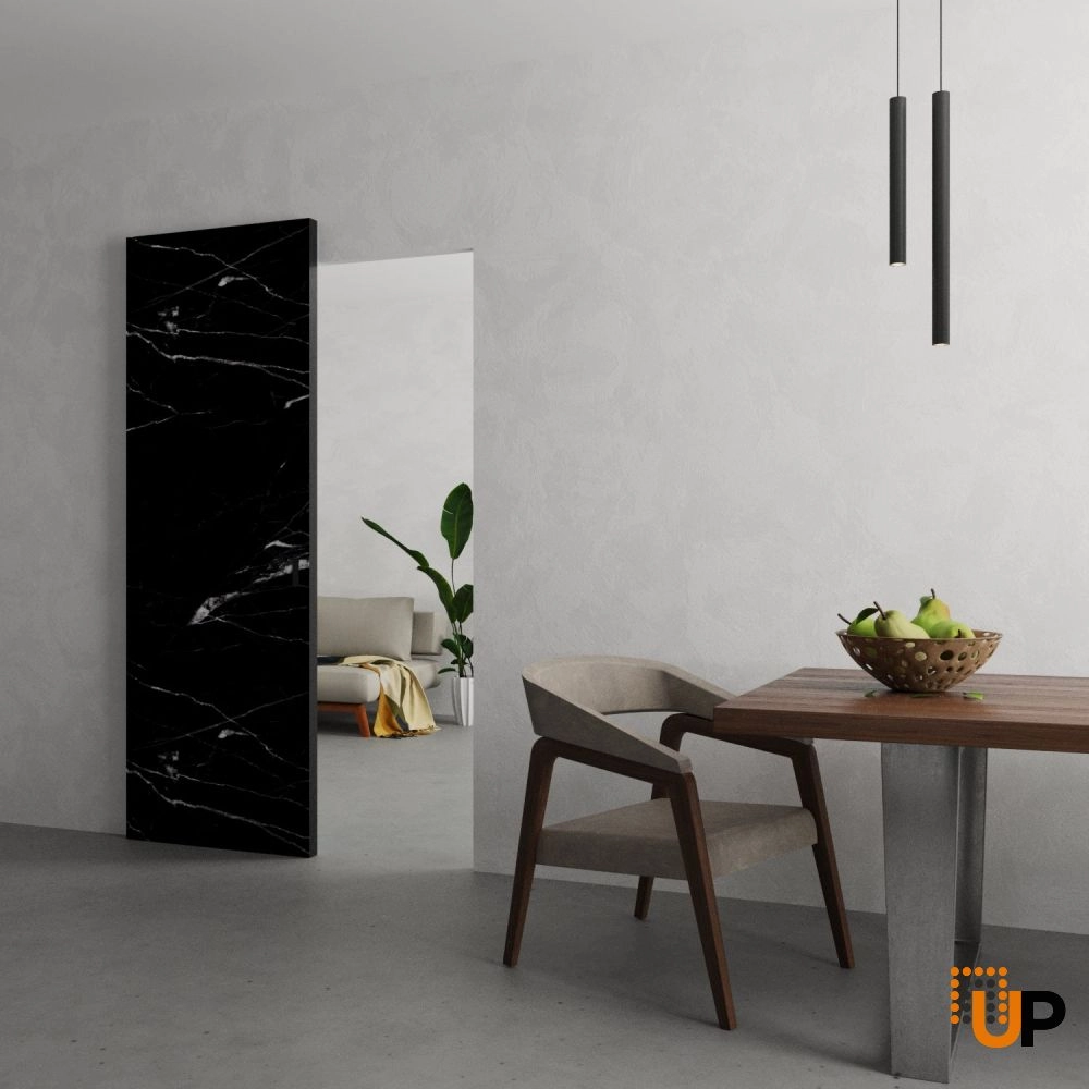 Flush interior hidden barn door | Planum 0010 Black | 18 x 84 inch photo#2