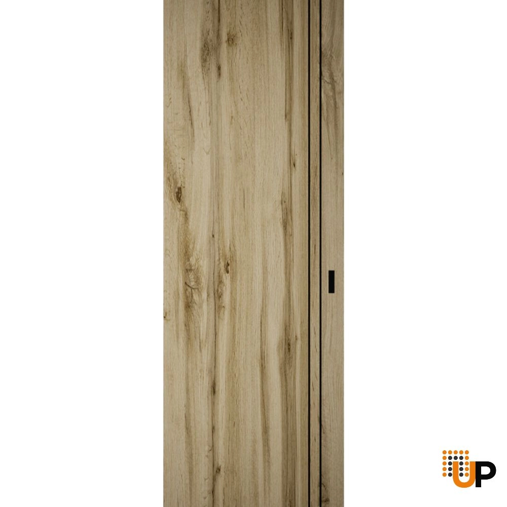 Single solid wood with honeycomb sliding modern interior hidden barn door | Planum 0016 Oak | 28 x 80 photo#1