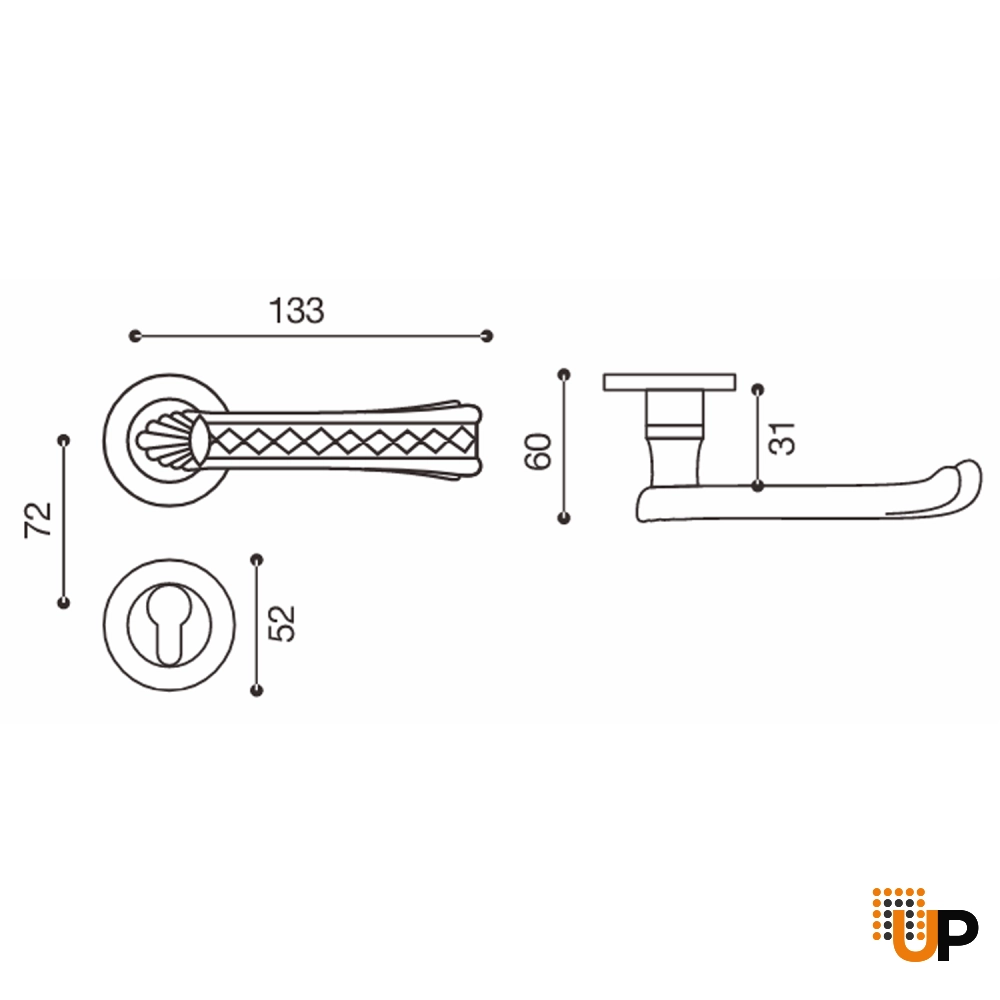 Door Euro Handle PALERMO for Magnetic Lock, Bronze, Passage photo#2