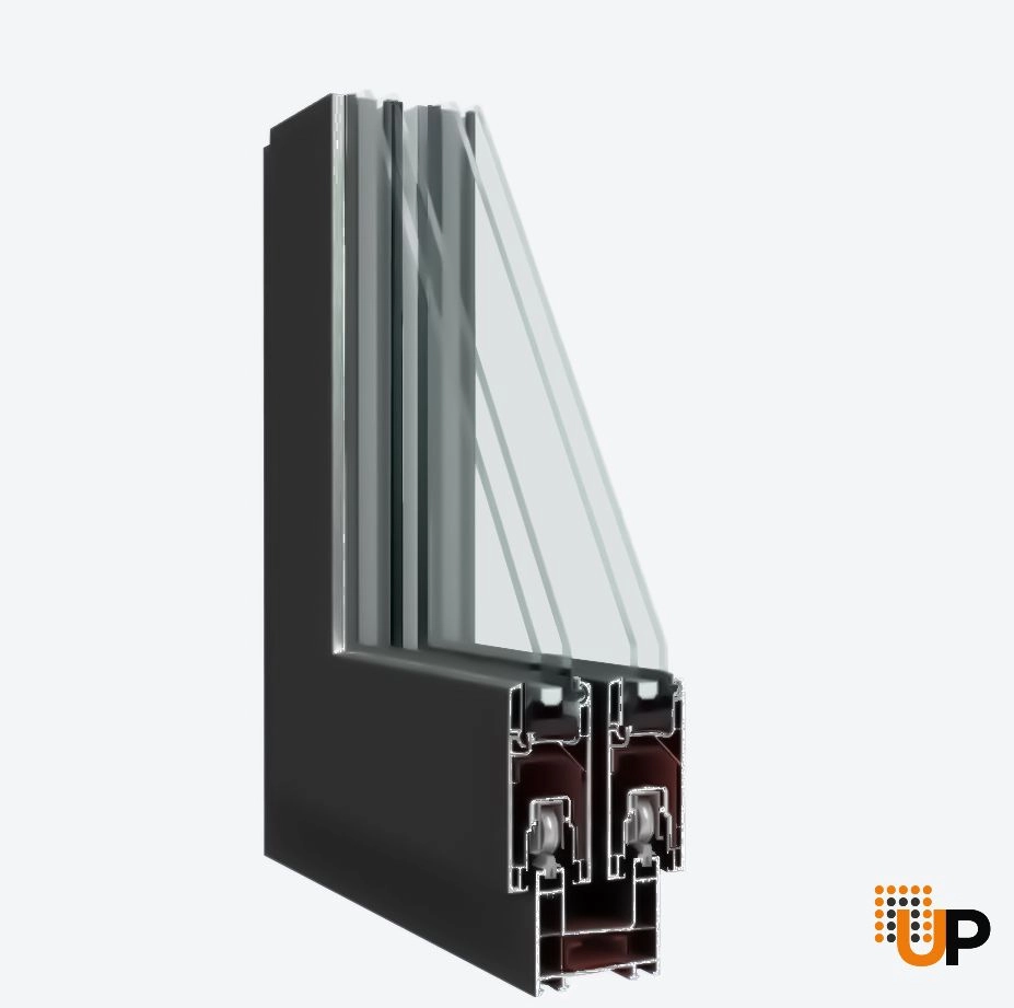 Double sliding metal-plastic french exterior door with tempered | Patio 8166 Black Matte | 64 x 80 photo#5