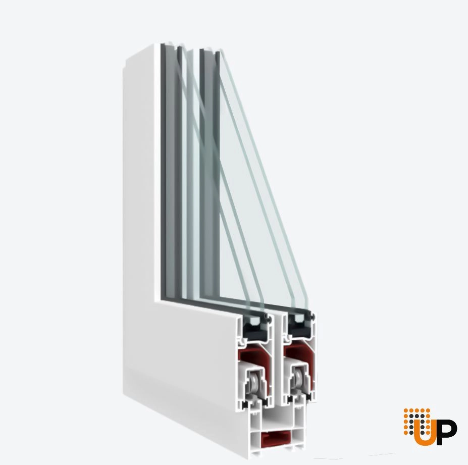 Double sliding metal-plastic french exterior door with tempered | Patio 8166 White | 64 x 80 photo#5