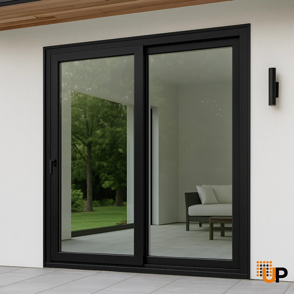 Double sliding vinyl french exterior door with tempered glass | Patio 8177 Black Matte | 64 x 80 photo#4