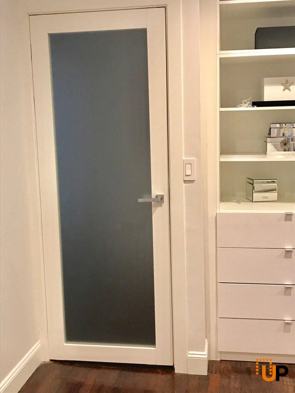 Single solid core luxury interior swing door with frosted glass | Planum 2102 White | 18 x 80 photo#4