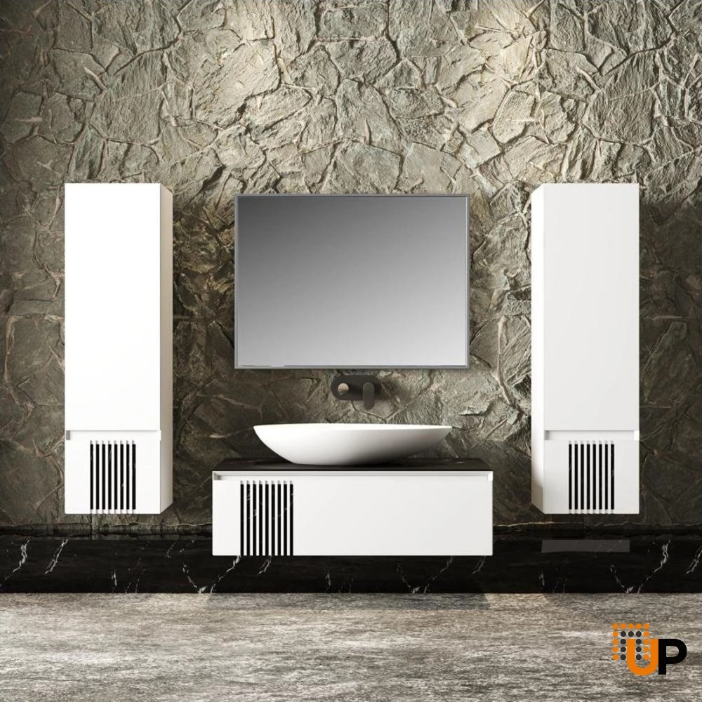 Modern Wall-Mount Bathroom Vanity with Washbasin | Manhattan White Matte Collection | Non-Toxic Fire-Resistant MDF-40" photo#2