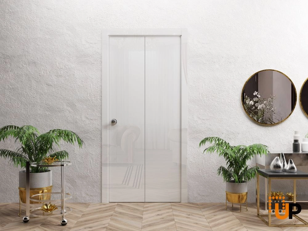 Single solid wood with honeycomb modern interior door slab | Planum 0010 Gloss White | 18 x 80 photo#2