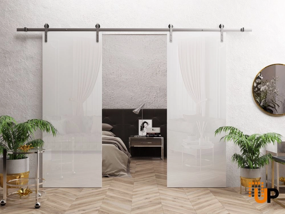 Double solid wood with honeycomb sliding interior barn double door | Planum 0010 Gloss White | 36 x 80 photo#2