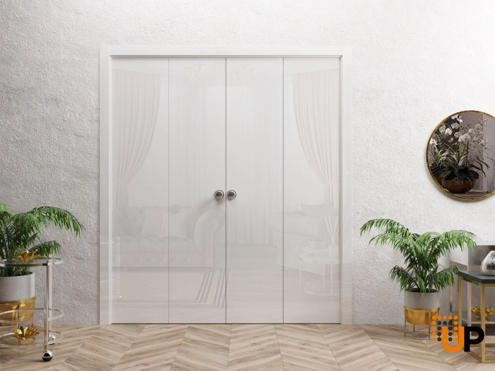 Flush interior bi-fold double door | Planum 0010 White | 72 x 96 photo#2