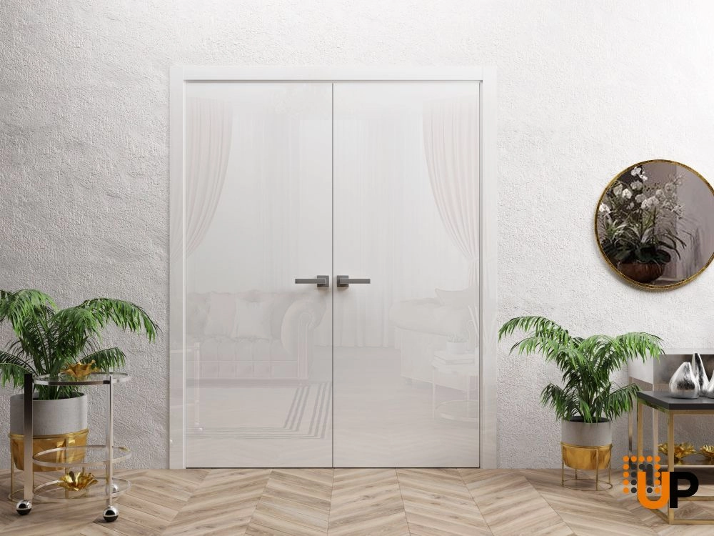 Single solid wood with honeycomb modern interior door slab | Planum 0010 Gloss White | 18 x 80 photo#4