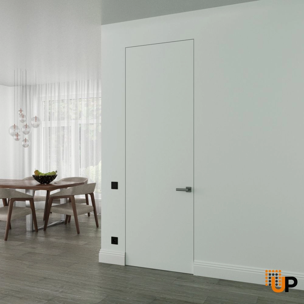 Single solid wood with honeycomb swing flush interior frameless doors | Planum 0010 Primed White | 32 x 80 photo#2